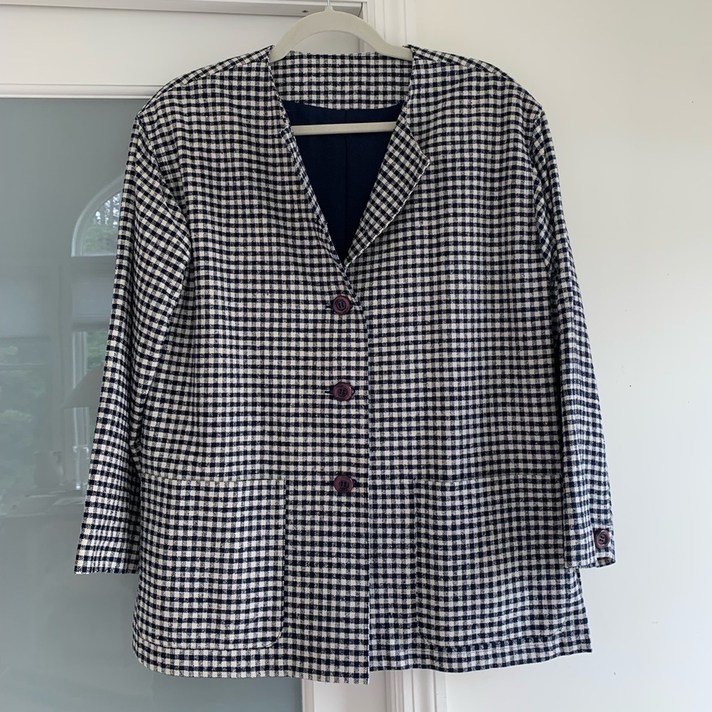 Vintage Doncaster Raw Silk Gingham Blazer Jacket